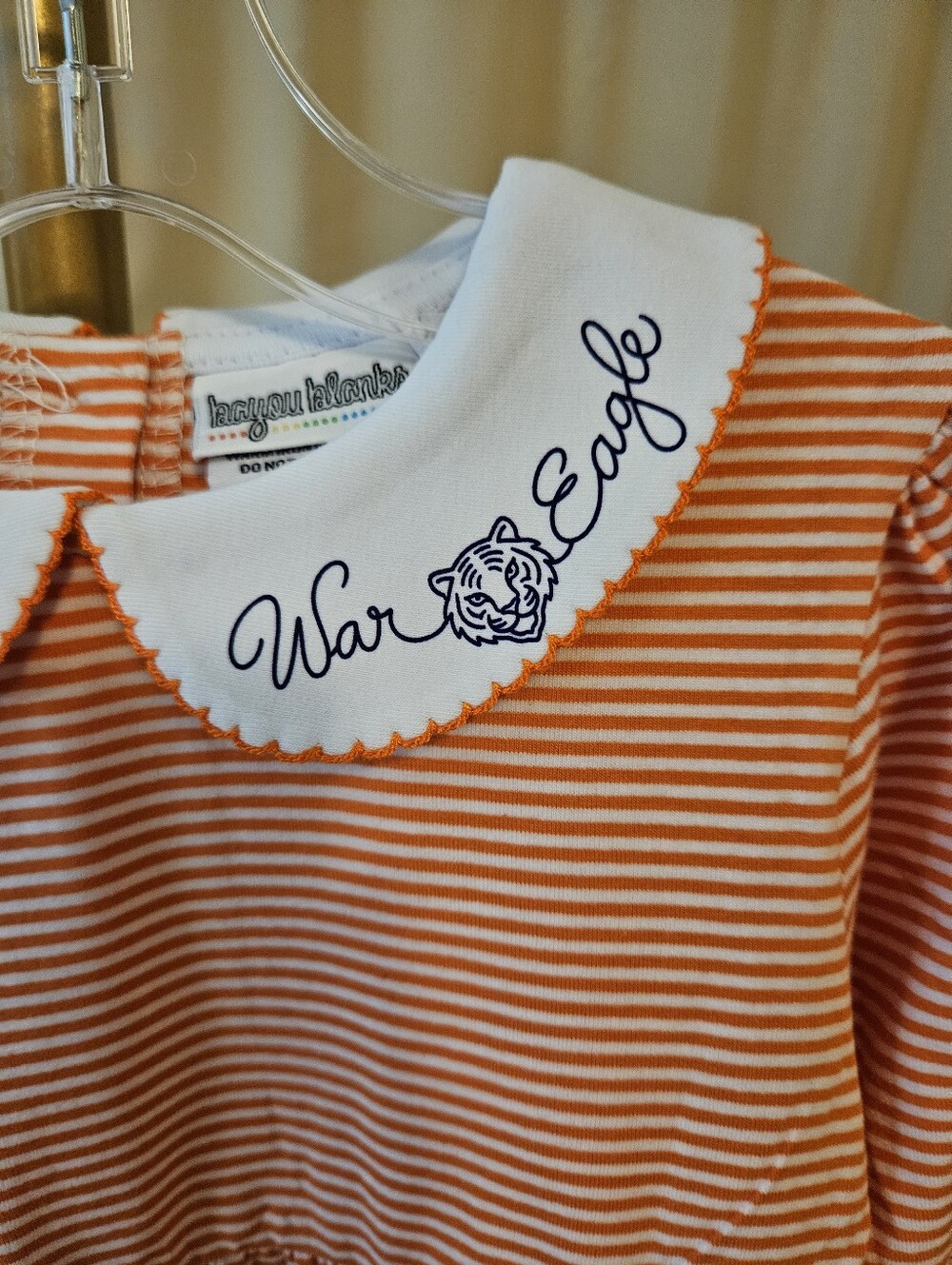 Bayou Blanks 6Y War Eagles Orange & White Striped Dress
